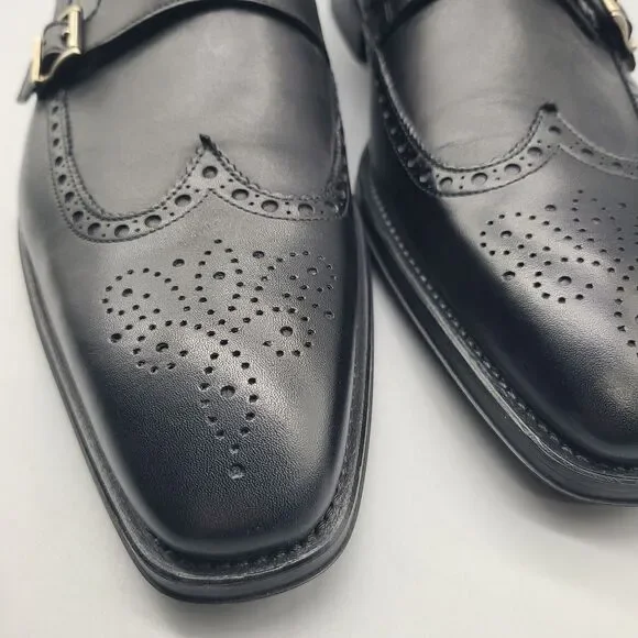 Magnanni  mens shoes Yuma Wingtip Double Strap Monk Brogue Black  US 14/ 47 NEW Magnanni Men main image 4